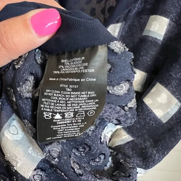 TORY BURCH | Erica Silk Square Print Navy blue Antibes Mini Dress - Picture 2 of 3